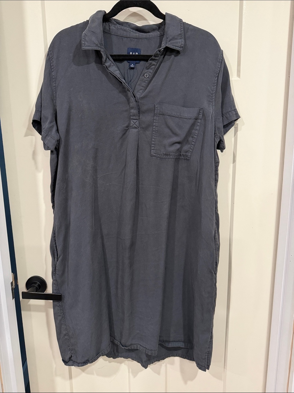 GAP Women's Midi Polo Dress in Charcoal Gray